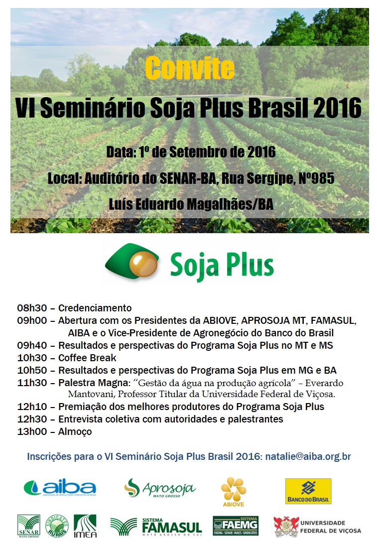 Convite Seminário Soja Plus Brasil 2016